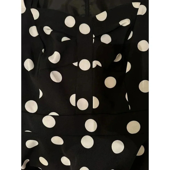 Alyx Women’s Black & White Polka Dot Sleeveless Stretch Sheath Dress Size 16 - Picture 8 of 10
